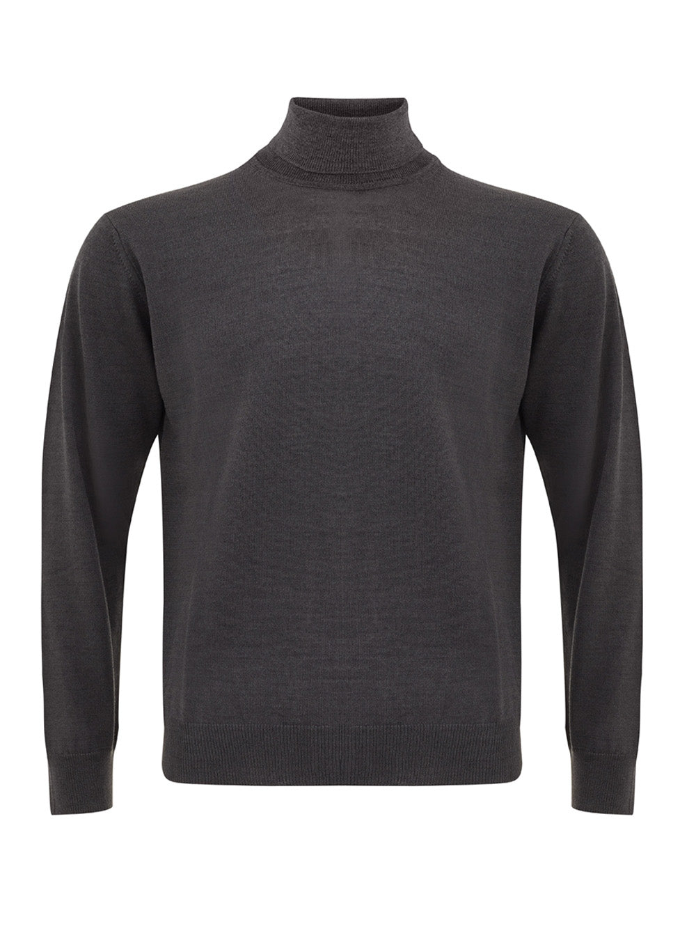 FERRANTE Sleek Anthracite Grey Wool Turtleneck Sweater